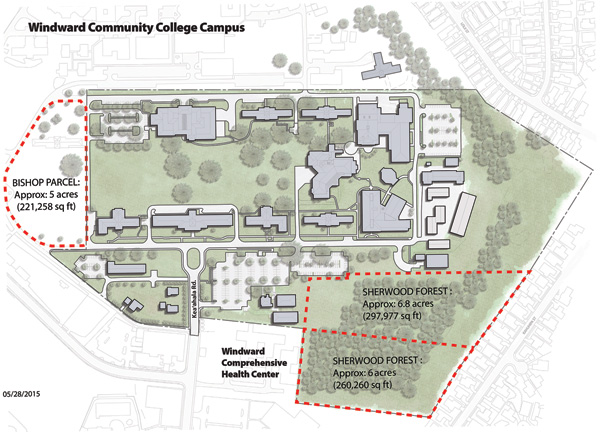 The map shows the parcels to be swapped in WCC’s proposal to the Hawai‘i State Hospital – WCC Media Services